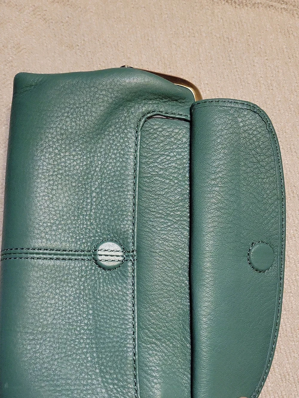 HOBO Lauren Dusty Teal/Mint Green Leather Frame Clutch Wallet